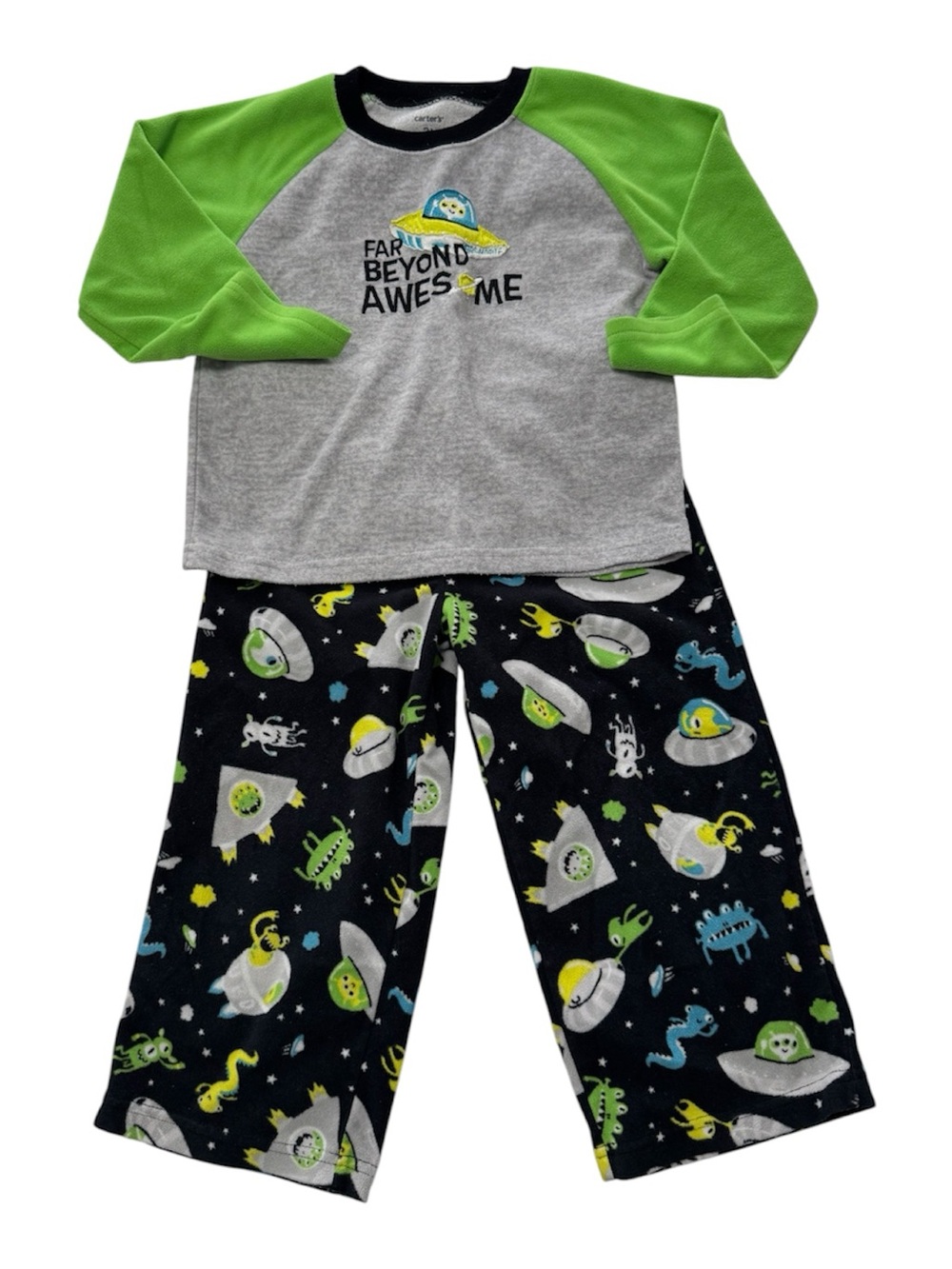 Carter's Boys Green Gray Space Alien Pajama Set Size 3T